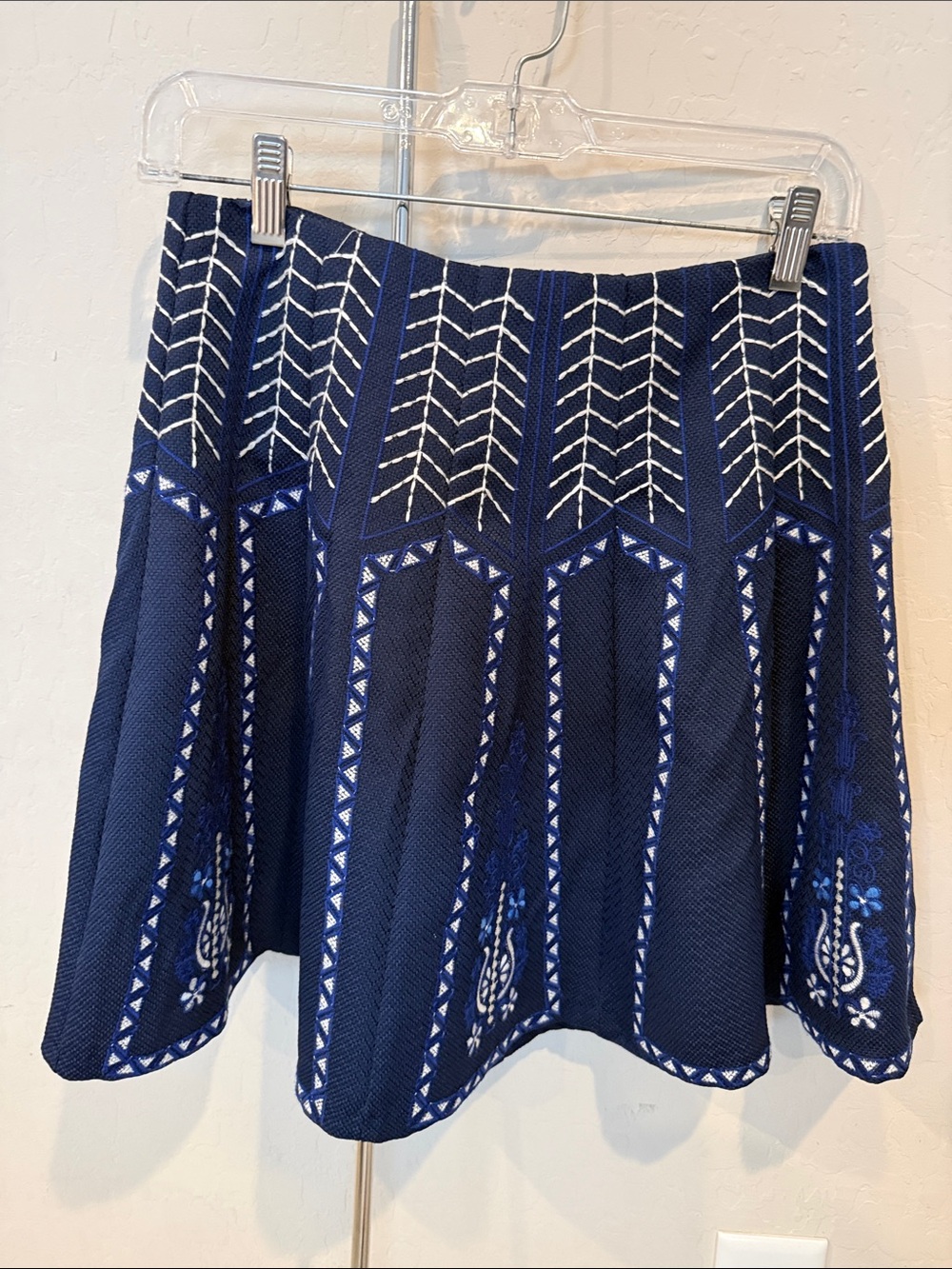Alya Navy A-Line Skirt with White Embroidery - Picture 8 of 8
